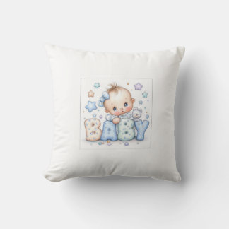 Coussin Cute Baby Boy with Teddy Bear & Stars | Sweet Nurs
