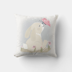 Coussin Cute baby Bunny et butterfly.