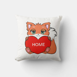Coussin Cute Baby Fox avec Coeur & Personnalisé Accueil