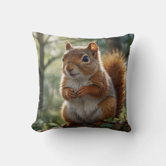Coussin Cute baby squirrel cottage garden  (Recto)
