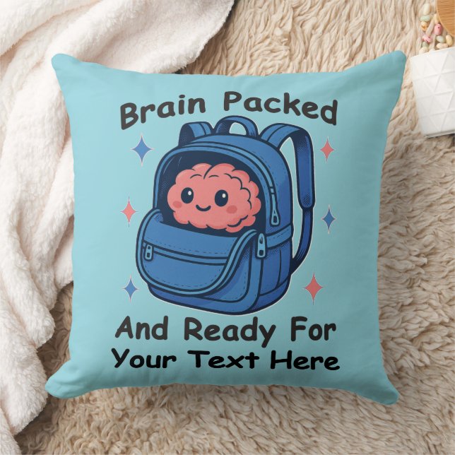 Coussin Cute Back-to-School Customizable “Brain Ready" (Couverture)