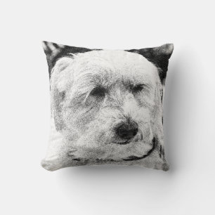 Coussin Cute Bichon Chien Visage Croquis race préférée