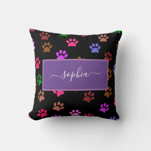 Coussin Cute Black Dog et Amoureux de les chats Empreintes