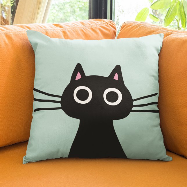 Coussin Cute Black Kitty | Amoureux des chats de animal de (Créateur téléchargé)