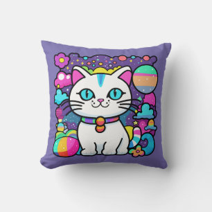 Coussin Cute blanc Cosmique Espace Kitty Chat