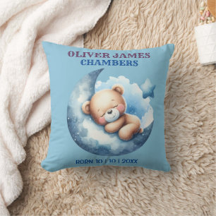 Coussin Cute Bleu Bébé Ours Crescent Lune