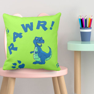 Coussin Cute   Bleu vert   RAWR Dinosaur   Enfants