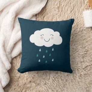 Coussin Cute Blue Cloud Raindrops Baby