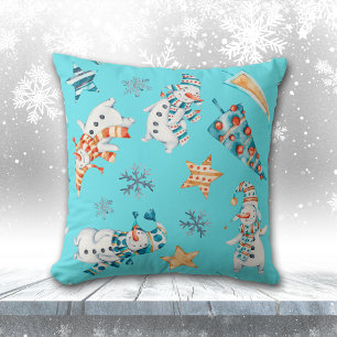 Coussin Cute Boho Style Snowmen Motif