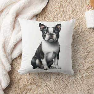 Coussin Cute Boston Terrier Cadeau Black White Chien Chien