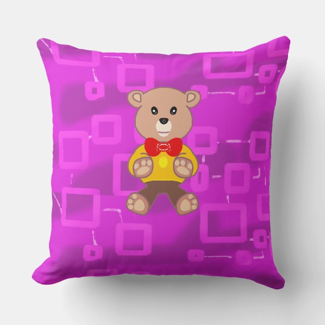 Coussin Cute Bowtie Teddy Bear Bleu vaisseau spatial (Recto)