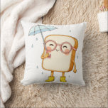 Coussin Cute Bread Character with Umbrella-Throw Pillow<br><div class="desc">A cozy and cute bread character enjoying a gentle rainy day while holding a small umbrella. This adorable cartoon design brings a warm and comforting feeling, perfect for anyone who loves cute characters, cozy vibes, and simple minimalist illustrations. The soft colors and playful expression make this character feel friendly and...</div>