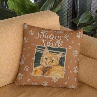 Coussin Cute Brown Chat Personnalisé Animaux de compagnie