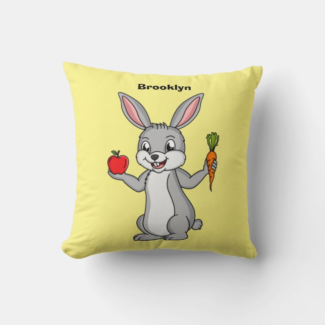 Coussin Cute bunny rabbit with vegetables (Recto)