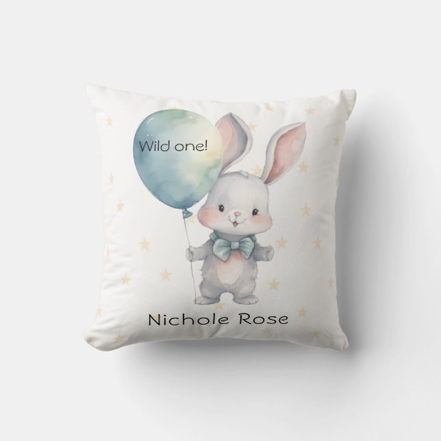 Coussin Cute Bunny Wild One 1er Anniversaire Cadeau person (Recto)