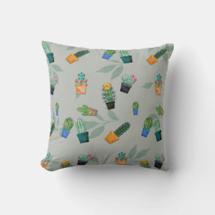 Coussin Cute Cactus Motif de fleurs vertes