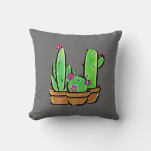 Coussin Cute Cactus succulent vert rose fleurs du désert