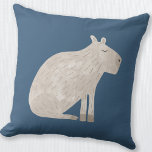 Coussin Cute Capybara<br><div class="desc">Un capybara amusant sur un arrière - plan vert turquoise pour les amoureux des animaux et de la faune. Art original de Nic Squirrell.</div>