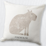 Coussin Cute Capybara Personnalisé<br><div class="desc">Un capybara amusant pour les amoureux des animaux et de la faune. Art original de Nic Squirrell. Modifiez ou supprimez le nom à personnaliser.</div>
