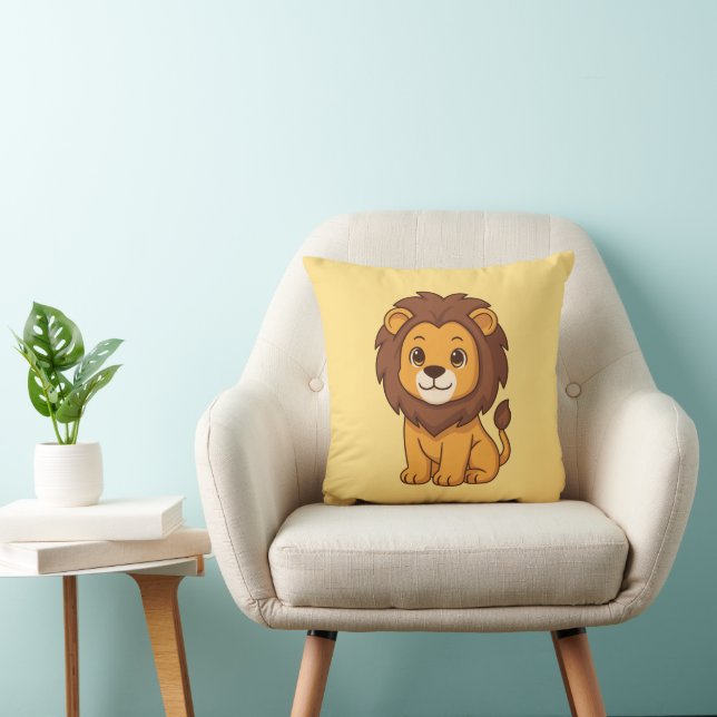 Coussin Cute Cartoon Lion on Yellow (Chaise)