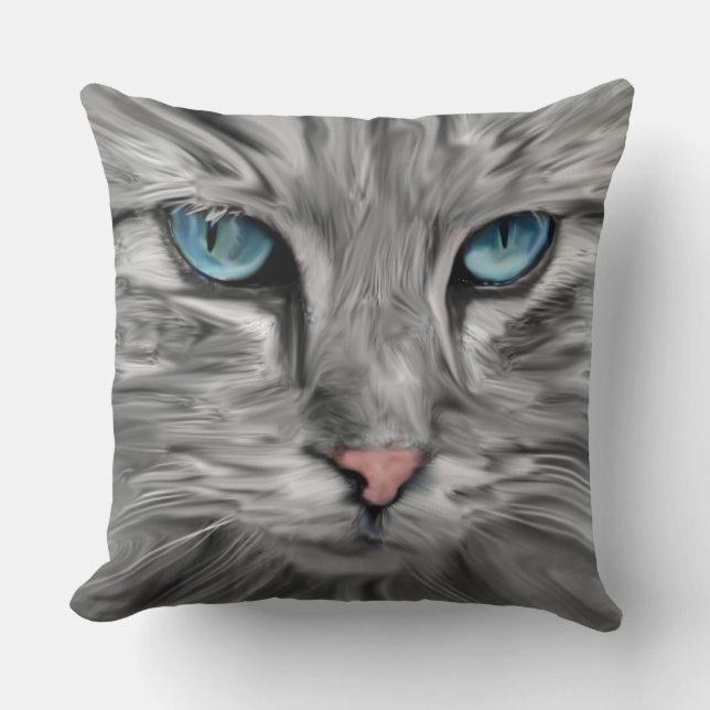 Coussin Cute Cat Eyes Visage Eau Couleur Huile Peinture Ar (Recto)