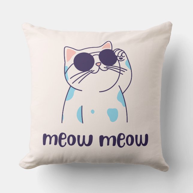 Coussin cute cat meow meow pillow (Recto)