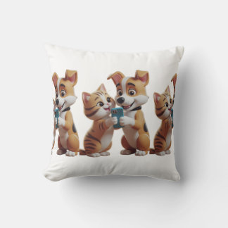 Coussin Cute cat with dog