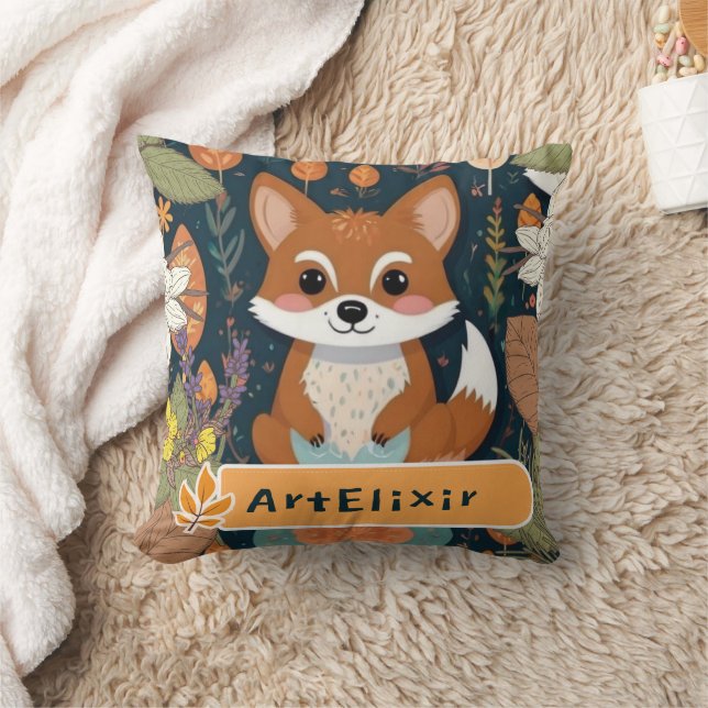 Coussin Cute Cayote Feuilles Vintages Imprimer (Couverture)