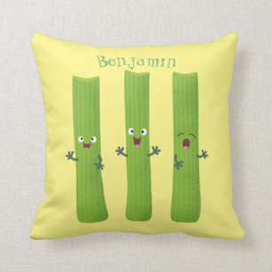 Coussin Cute céleri bâtons trio caricature légumes