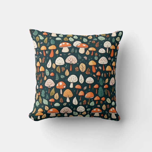 Coussin Cute champignons feuille cottage design (Recto)