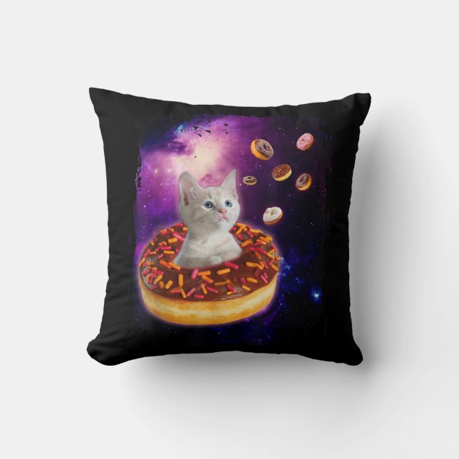 Coussin Cute Chat À L'Intérieur De Donut Dans L'Espace Ama (Recto)