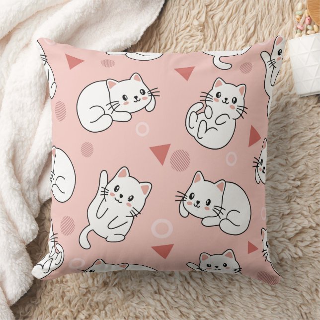 Coussin Cute chat chaton doodé sans couture motif (Couverture)