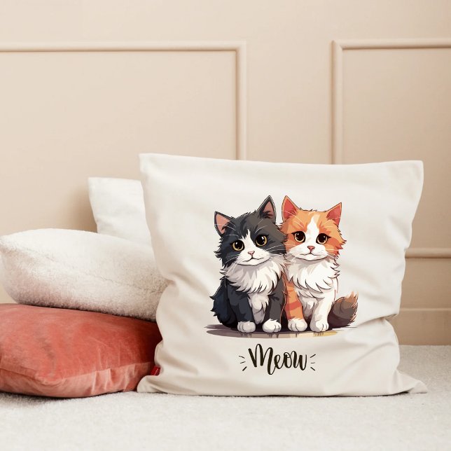 Coussin Cute chat couple amoureux des chats jeter l'oreill (Créateur téléchargé)