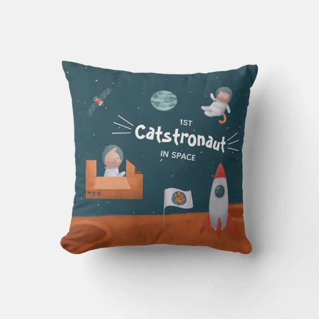 Coussin Cute chat dans l'espace, Chats sur Mars, Amusant (Recto)