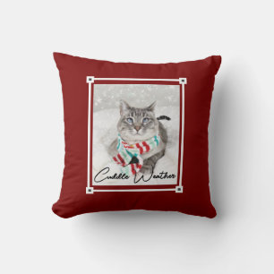 Coussin Cute Chat En Écharpe Hiver Cuddle Météo Noël