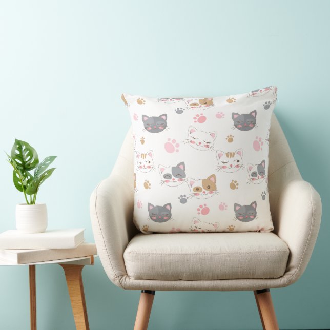 Coussin Cute chat face chats souriants motif (Chaise)