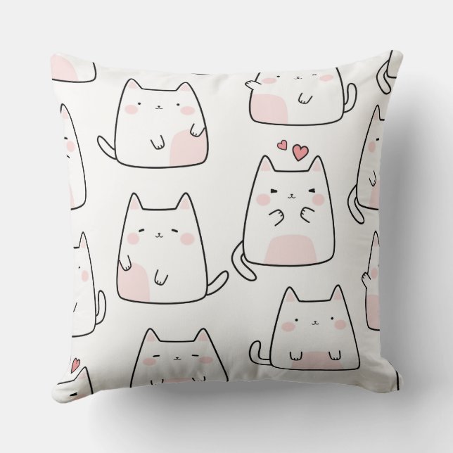 Coussin Cute chat kitty sans couture motif (Verso)