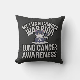 Coussin Cute Chat Lung Cancer Guerrier Montrez Votre Force