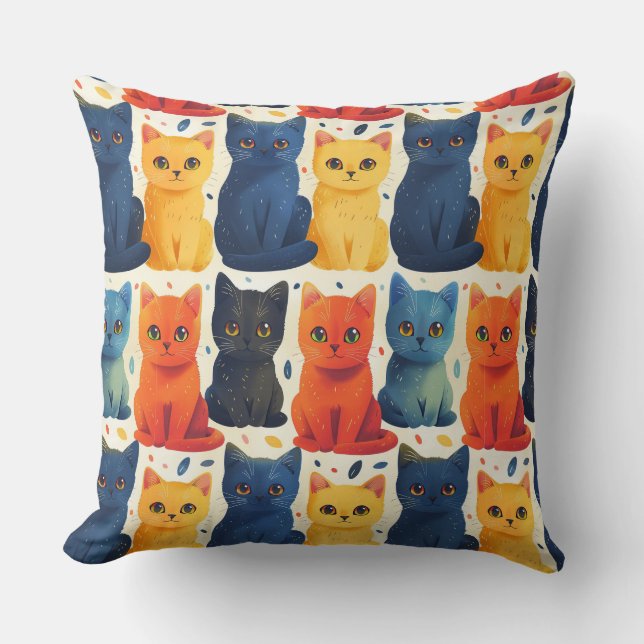 Coussin Cute chatons colorés motif pour enfants (Recto)