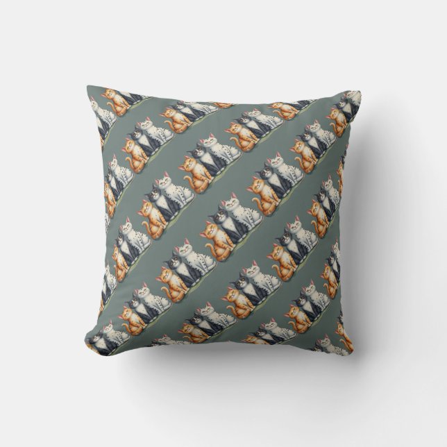 Coussin Cute Chats Chatons Chatons Happy Grey (Recto)