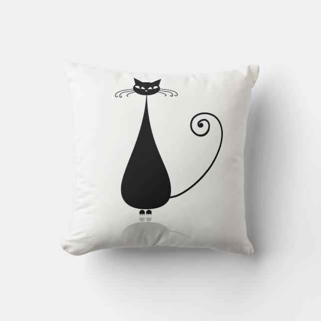 Coussin Cute Chats Noirs Stylisés (Recto)