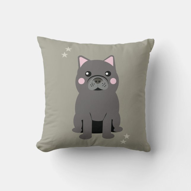 Coussin Cute Cheeks Gray French Bulldog (Recto)