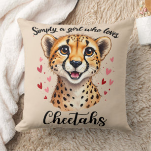Coussin Cute Cheetah Lover Faune Art avec accents de coeur