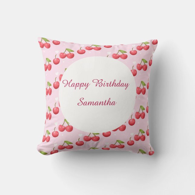 Coussin Cute Cherry 1ère fête d'anniversaire (Recto)