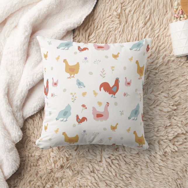 Coussin Cute Chickens Hens and Baby Chicks (Couverture)