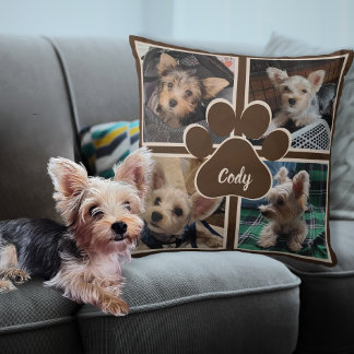 Coussin Cute Chien Chat Photo Collage Nom de l'animal de c