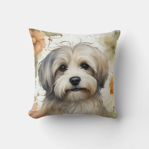 Coussin Cute chien Havanais en aquarelle