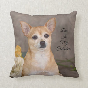 Coussin Cute Chihuahua Portrait de Chien Floral Artisanat