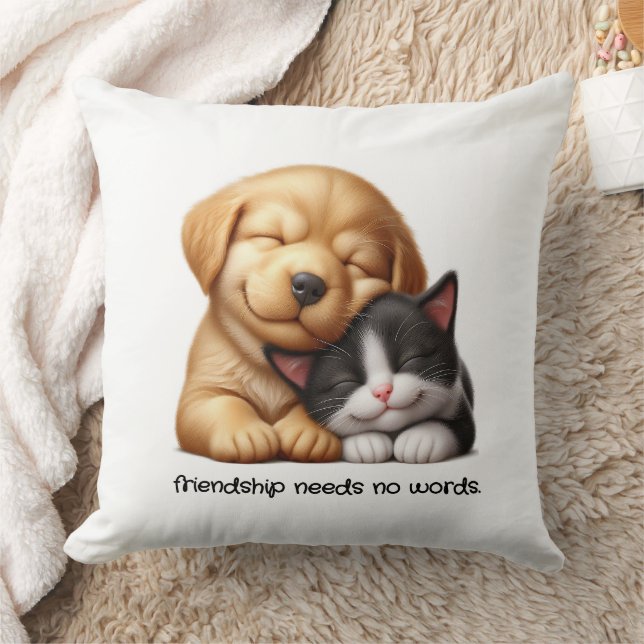 Coussin Cute Chiot et Kitten Cuddin Meilleurs amis (Couverture)