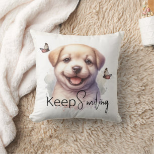 Coussin Cute Chiot Garder Le Sourire Personnalisé